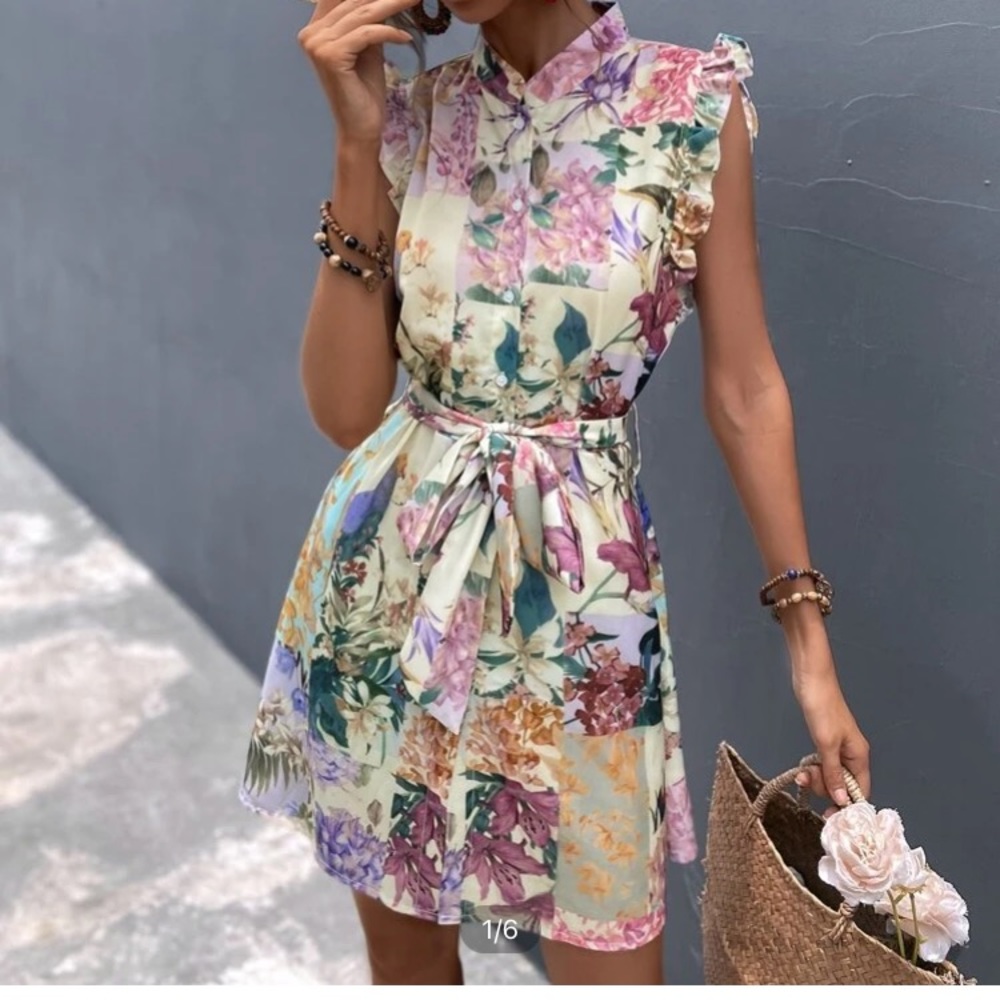 Colorful button down dress